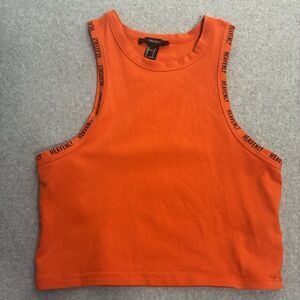 Women’s Forever 21 Orange Crop Tank Top Small Heavenly Graphic Stretch
